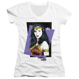 Wonder Woman 1984 Strike A Pose - Juniors V-Neck T-Shirt Juniors V-Neck T-Shirt Wonder Woman   