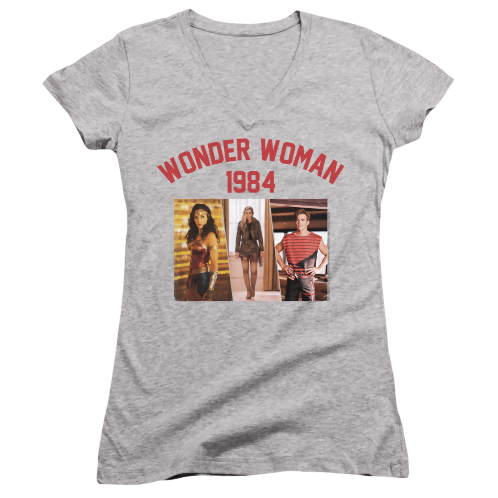 Wonder Woman 1984 Collegiate Montage - Juniors V-Neck T-Shirt Juniors V-Neck T-Shirt Wonder Woman   