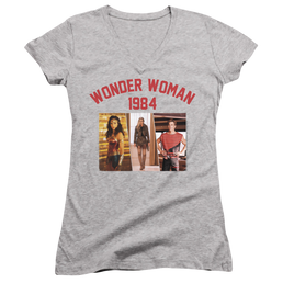 Wonder Woman 1984 Collegiate Montage - Juniors V-Neck T-Shirt Juniors V-Neck T-Shirt Wonder Woman   
