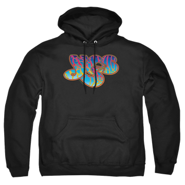 Black pullover hoodie with Yes Logo graphic