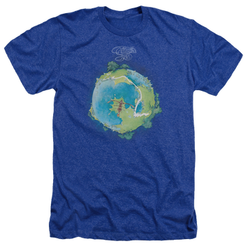 Royal men's heather t-shirt with Yes Fragile Cover graphic