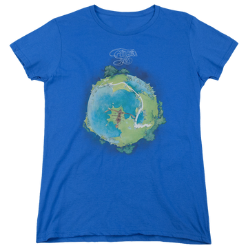 Royal women's t-shirt with Yes Fragile Cover graphic
