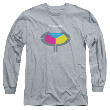 Athletic heather men's long sleeve t-shirt with Yes 90125 graphic