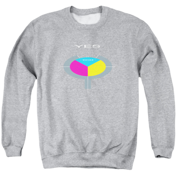 Athletic heather men's crewneck sweatshirt with Yes 90125 graphic