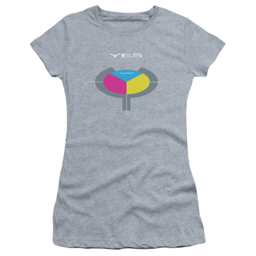 Athletic heather juniors t-shirt with Yes 90125 graphic