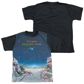 Yes Topographic Oceans youth black back t-shirt for ages 8 to 12