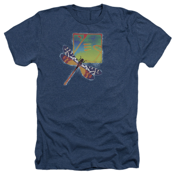 Navy men's heather t-shirt with Yes Dragonfly graphic