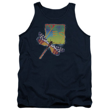 Navy men's tank with Yes Dragonfly graphic
